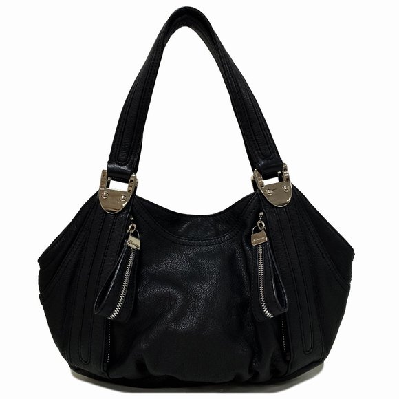 B. Makowsky Black Leather Shopper Bag - Picture 1 of 8